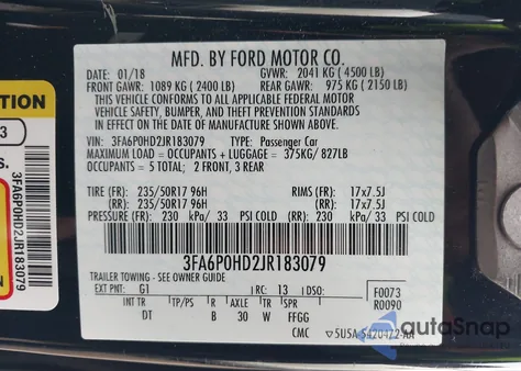 2018 Ford Fusion Se from USA, damaged, VIN 3FA6P0HD2JR183079